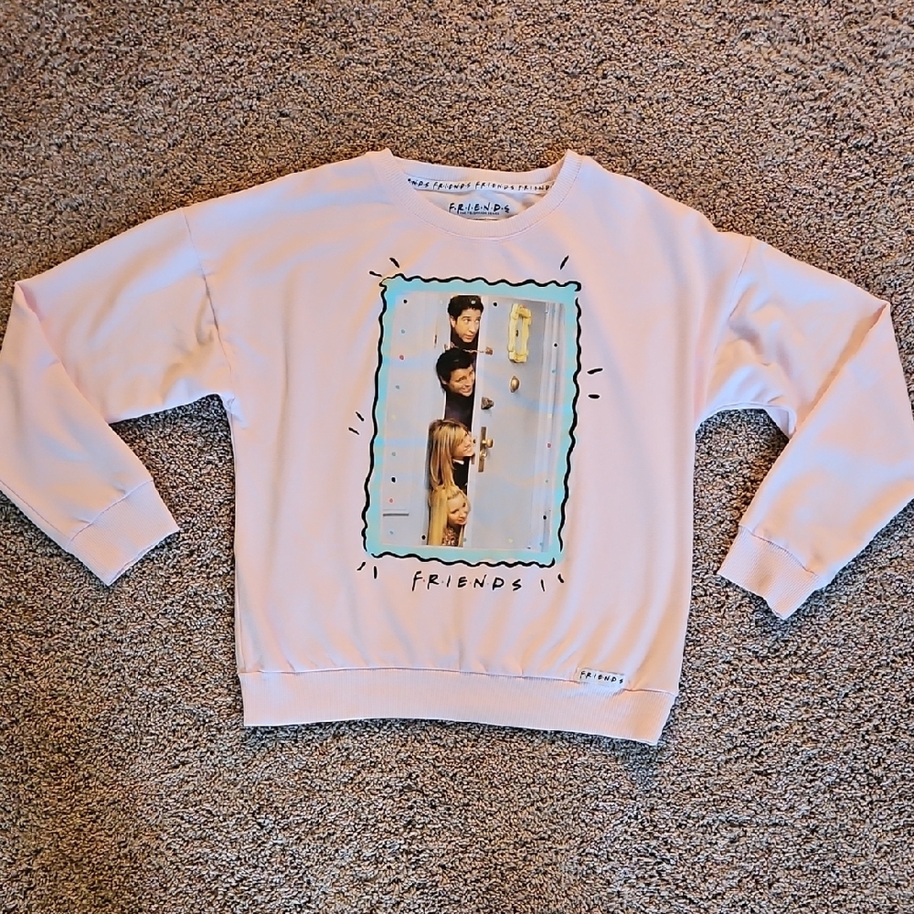 FRIENDS Pink Crewneck Sweater with Graphic Design